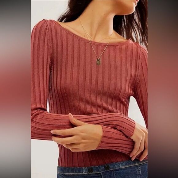 NWOT Free People Hits Different Lace-Up Top in Rusted Coral Sz S - Picture 4 of 12